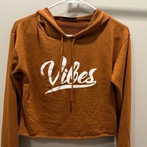 Burnt orange - “VIBES” long sleeve hooded crop top